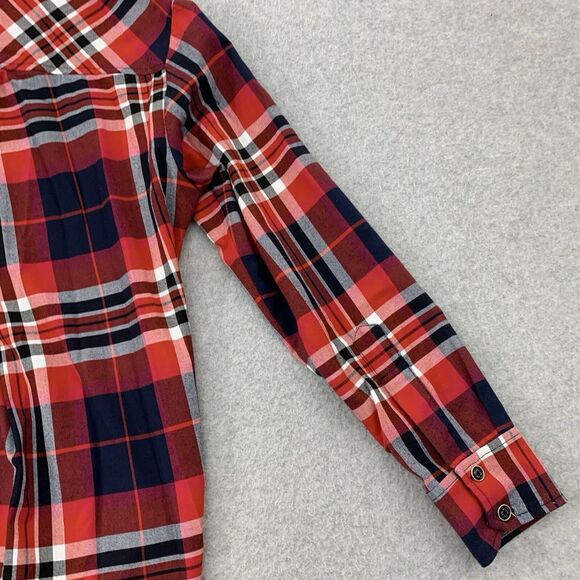Trina Turk Button Shirt Top Womens Small Flannel Plaid Long Sleeve - Picture 12 of 14